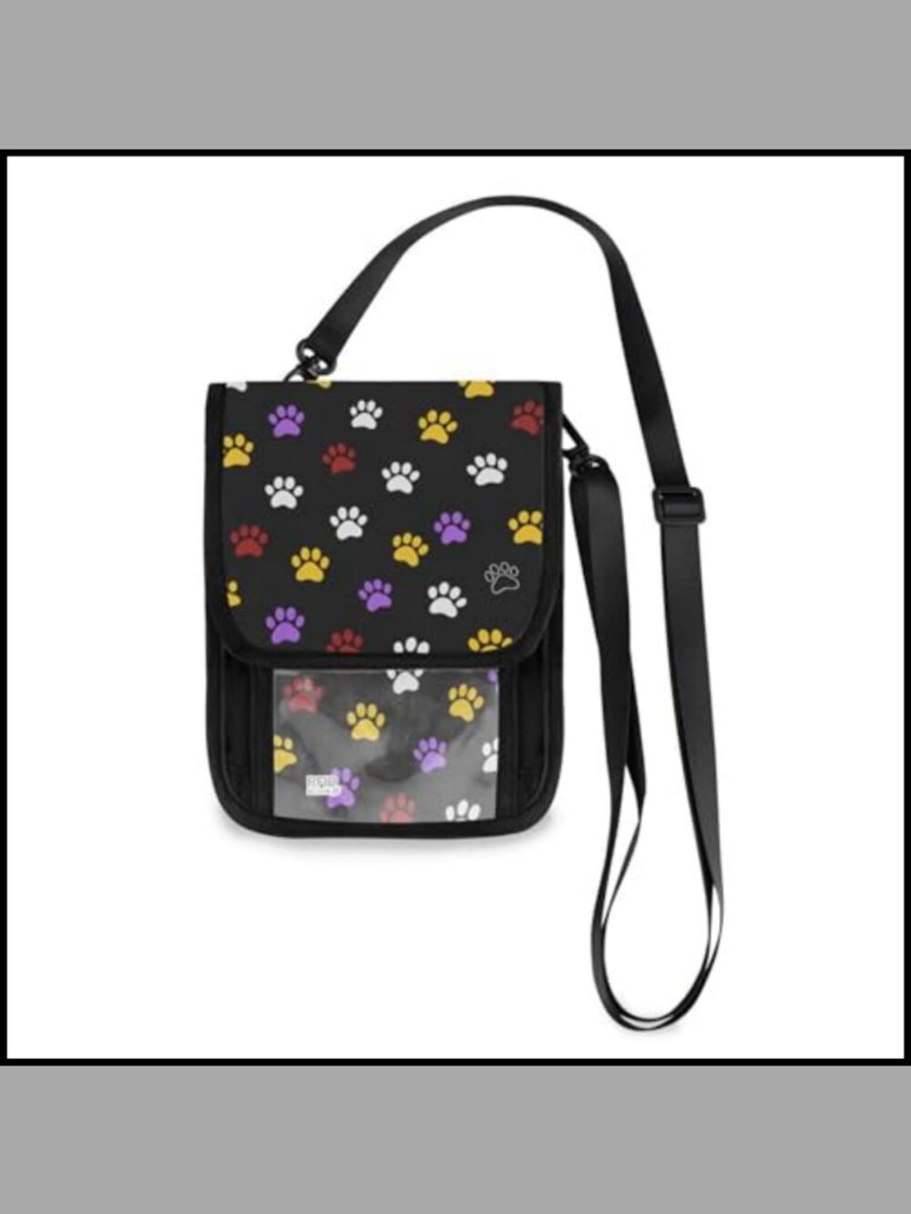 Paw Print Small Crossbody Wallet Purse RFID Passport Holder Credit Card Slots